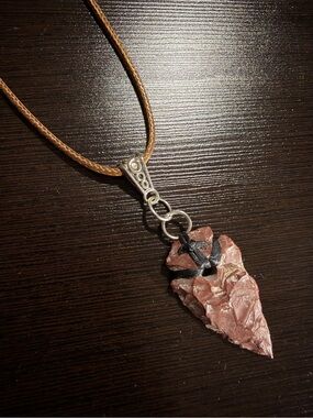 Handcrafted Brown Stone Arrowhead Pendant Necklace